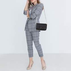 Pre Owned Carolina Herrera Black Quilted Leather Flap Chain Shoulder Bag