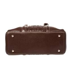 Pre Owned Carolina Herrera Dark Brown Embossed Leather Matteo Tote