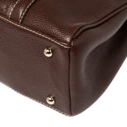 Pre Owned Carolina Herrera Dark Brown Embossed Leather Matteo Tote