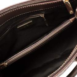 Pre Owned Carolina Herrera Dark Brown Embossed Leather Matteo Tote