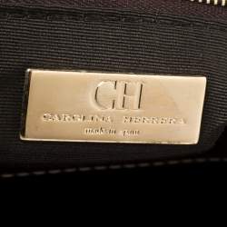 Pre Owned Carolina Herrera Dark Brown Embossed Leather Matteo Tote