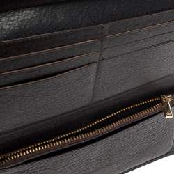 Pre Owned Carolina Herrera Navy Blue Monogram Leather Continental Wallet