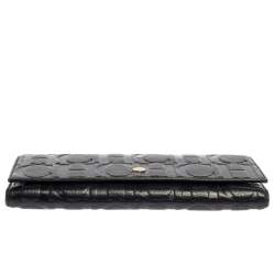 Pre Owned Carolina Herrera Navy Blue Monogram Leather Continental Wallet