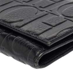 Pre Owned Carolina Herrera Navy Blue Monogram Leather Continental Wallet