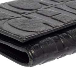 Pre Owned Carolina Herrera Navy Blue Monogram Leather Continental Wallet