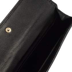Pre Owned Carolina Herrera Black Leather Flap Continental Wallet