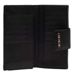 Pre Owned Carolina Herrera Black Leather Flap Continental Wallet