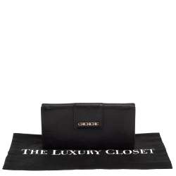 Pre Owned Carolina Herrera Black Leather Flap Continental Wallet
