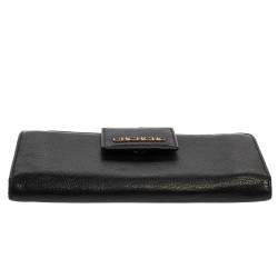 Pre Owned Carolina Herrera Black Leather Flap Continental Wallet