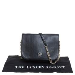 Pre Owned Carolina Herrera Black Leather New Baltazar Flap Shoulder Bag