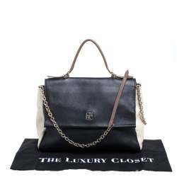 Carolina Herrera Black Leather Minuetto Flap Top Handle Bag