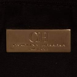 Pre Owned Carolina Herrera Mustard Monogram Embossed Leather Flap Clutch