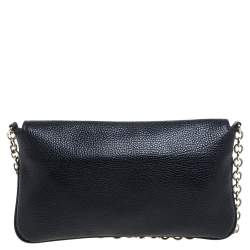 Pre Owned Carolina Herrera Navy Blue Leather Flap Crossbody Bag