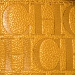 Pre Owned Carolina Herrera Yellow Leather Minuetto Flap Top Handle Bag