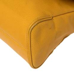 Pre Owned Carolina Herrera Yellow Leather Minuetto Flap Top Handle Bag