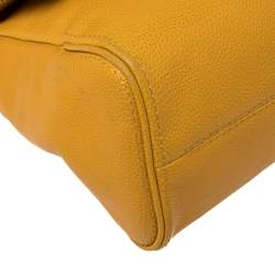 Pre Owned Carolina Herrera Yellow Leather Minuetto Flap Top Handle Bag