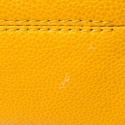 Pre Owned Carolina Herrera Yellow Leather Minuetto Flap Top Handle Bag