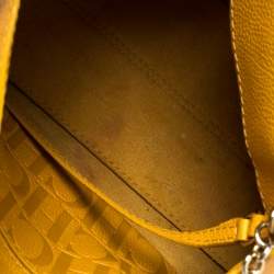 Pre Owned Carolina Herrera Yellow Leather Minuetto Flap Top Handle Bag