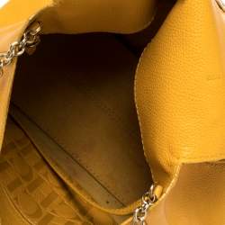 Pre Owned Carolina Herrera Yellow Leather Minuetto Flap Top Handle Bag