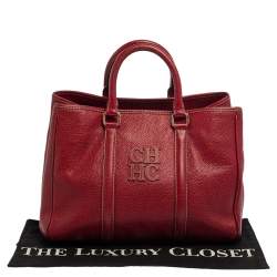 Pre Owned Carolina Herrera Red Leather Matteo Tote