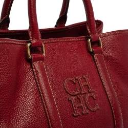 Pre Owned Carolina Herrera Red Leather Matteo Tote