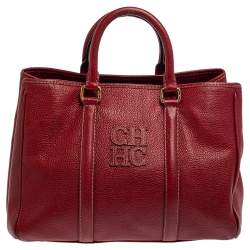 Pre Owned Carolina Herrera Red Leather Matteo Tote