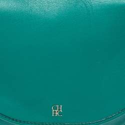 Pre Owned Carolina Herrera Green Leather Saddle Crossbody Bag