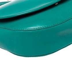 Pre Owned Carolina Herrera Green Leather Saddle Crossbody Bag