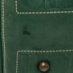 Pre Owned Carolina Herrera Green/Beige Embossed Leather Andy Tote