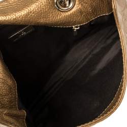 Pre Owned Carolina Herrera Gold Monogram Leather Audrey Shoulder Bag