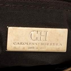 Pre Owned Carolina Herrera Gold Monogram Leather Audrey Shoulder Bag