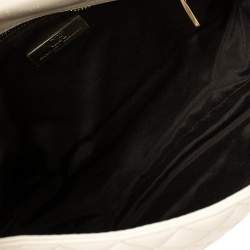 Pre Owned Carolina Herrera Off White Quilted Leather Flap Crossbody Bag