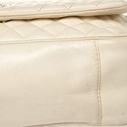 Pre Owned Carolina Herrera Off White Quilted Leather Flap Crossbody Bag