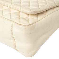 Pre Owned Carolina Herrera Off White Quilted Leather Flap Crossbody Bag