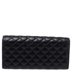 Pre Owned Carolina Herrera Black Quilted Leather Flap Wallet