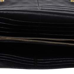 Pre Owned Carolina Herrera Black Quilted Leather Flap Wallet