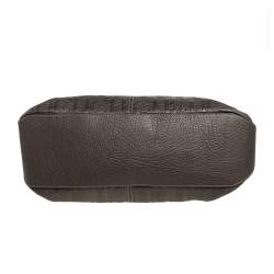 Pre Owned Carolina Herrera Metallic Grey Monogram Embossed Leather Scarf Tote