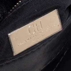 Pre Owned Carolina Herrera Beige/Black Quilted Leather Flap Shoulder Bag