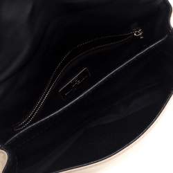 Pre Owned Carolina Herrera Beige/Black Quilted Leather Flap Shoulder Bag