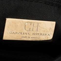 Pre Owned Carolina Herrera Black Embossed Leather Audrey Shoulder Bag