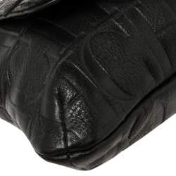 Pre Owned Carolina Herrera Black Embossed Leather Audrey Shoulder Bag