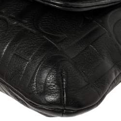 Pre Owned Carolina Herrera Black Embossed Leather Audrey Shoulder Bag