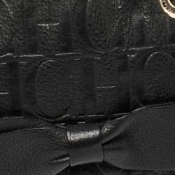 Pre Owned Carolina Herrera Black Embossed Leather Audrey Shoulder Bag