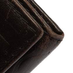 Pre Owned Carolina Herrera Dark Brown Monogram Leather Continental Wallet