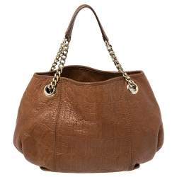 Pre Owned Carolina Herrera Embossed Leather Chain Hobo