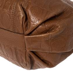 Pre Owned Carolina Herrera Embossed Leather Chain Hobo