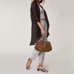 Pre Owned Carolina Herrera Embossed Leather Chain Hobo