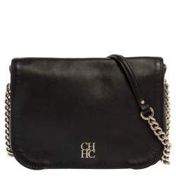 Pre Owned Carolina Herrera Black Leather New Baltazar Shoulder Bag