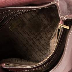 Carolina Herrera Burgundy Leather Flap Top Handle Bag