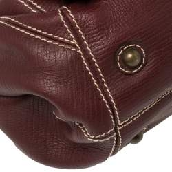 Carolina Herrera Burgundy Leather Flap Top Handle Bag